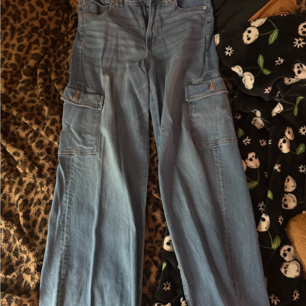 American Eagle Outfitters Light Blue Wide Leg Jeans